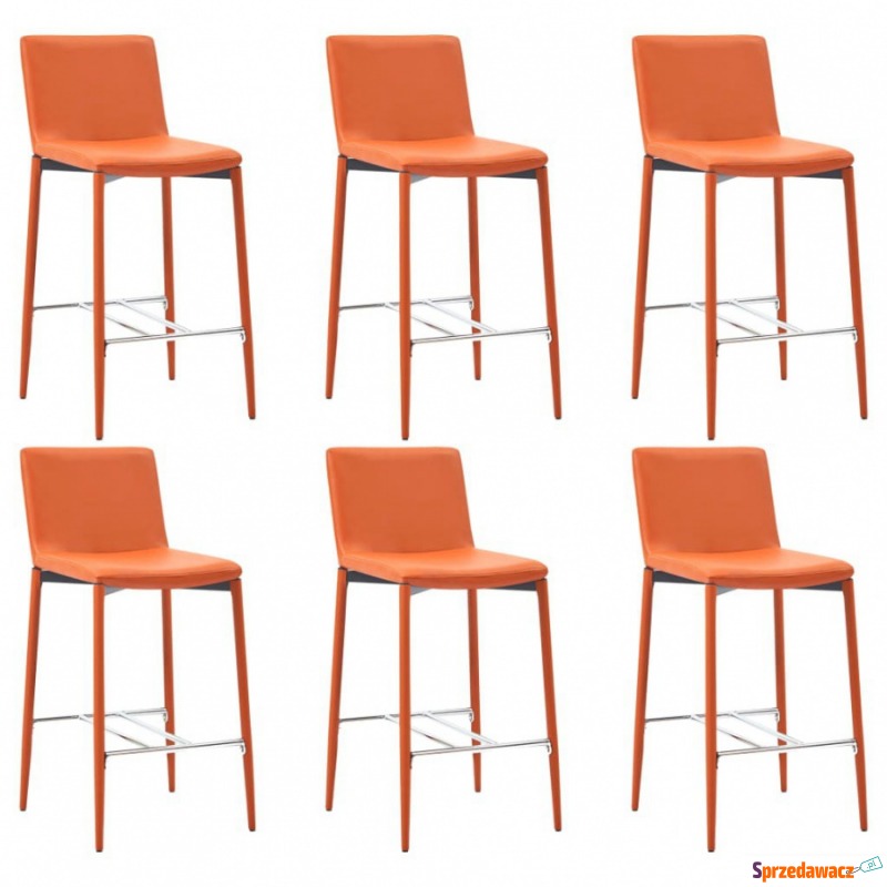 Krzesła barowe 6 szt. pomarańczowe sztuczna skóra - Taborety, stołki, hokery - Czarne