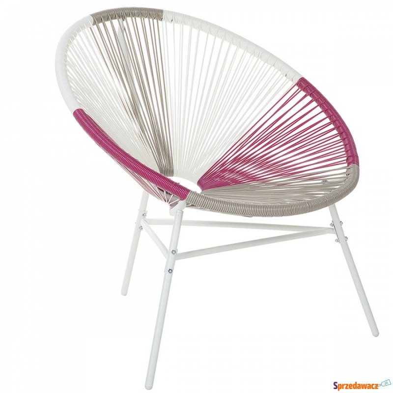 Krzesło rattanowe biało-beżowo-różowe ACAPULCO - Fotele, sofy ogrodowe - Gliwice