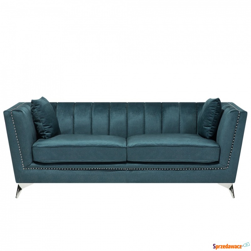 Sofa trzyosobowa welwet niebiesko-zielona Basilio - Sofy, fotele, komplety... - Legnica