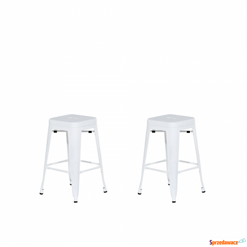 Zestaw 2 krzeseł barowych białych wysokość 60... - Taborety, stołki, hokery - Piaseczno
