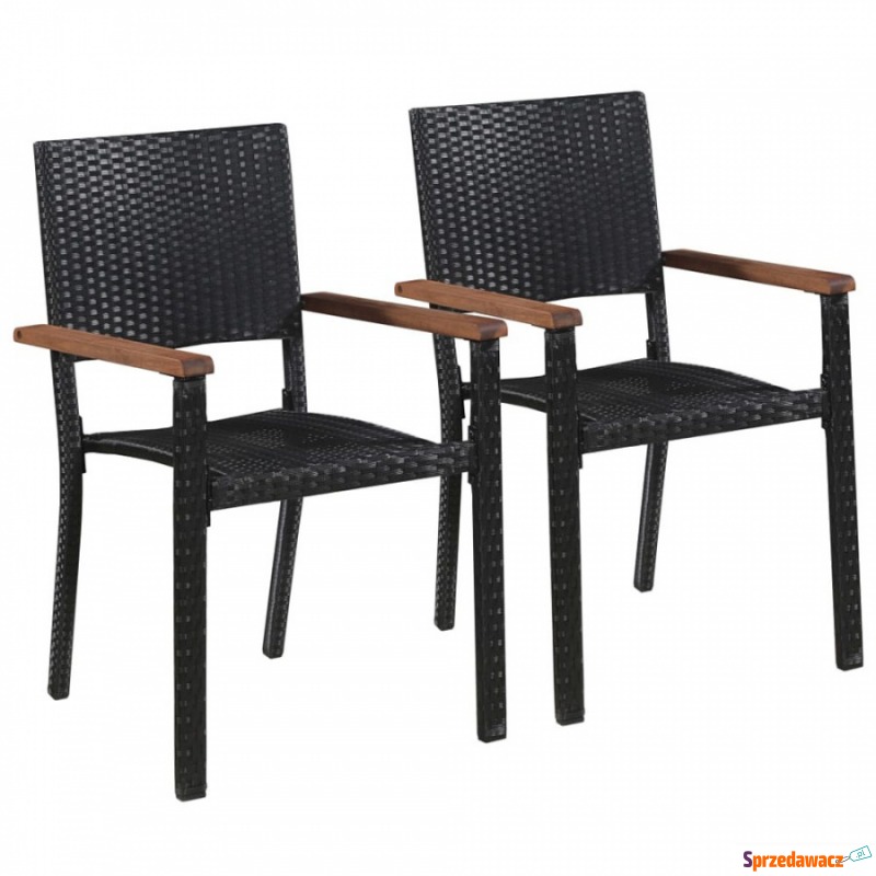 Krzesła ogrodowe, 2 szt., polirattan, czarne - Krzesła ogrodowe - Nakło nad Notecią