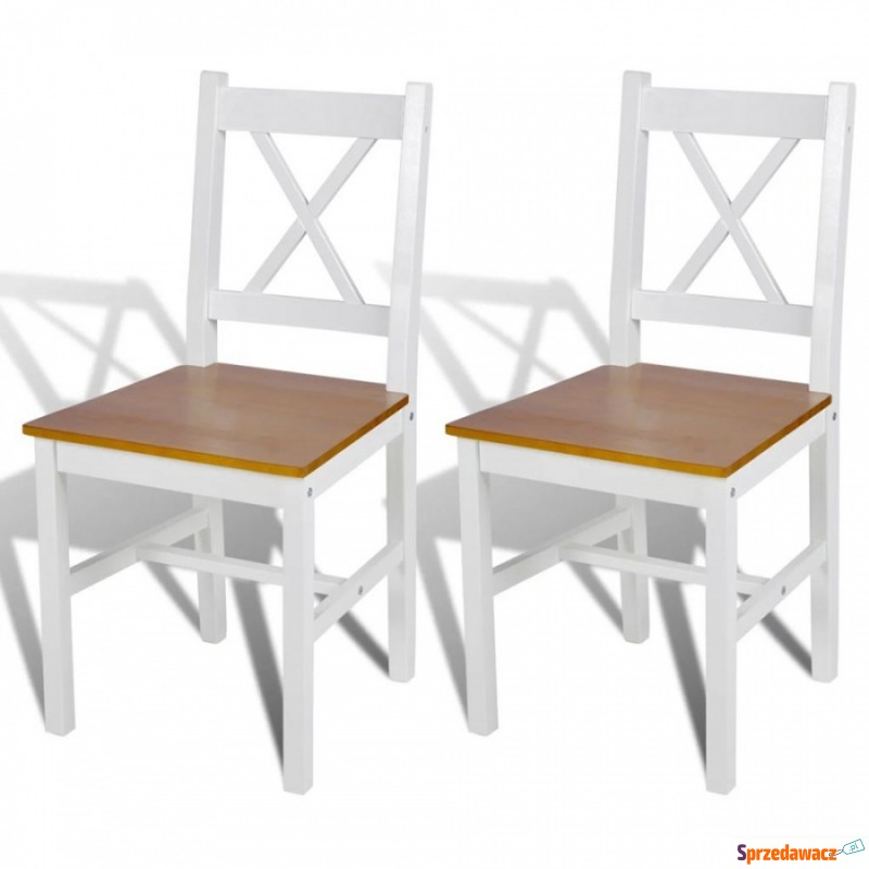 Krzesła do kuchni 2 szt. drewniane kolor biały... - Krzesła kuchenne - Siedlce