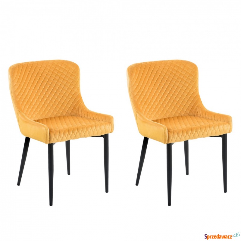 Zestaw do jadalni 2 krzesła welur żółte SOLANO - Krzesła do salonu i jadalni - Kędzierzyn-Koźle