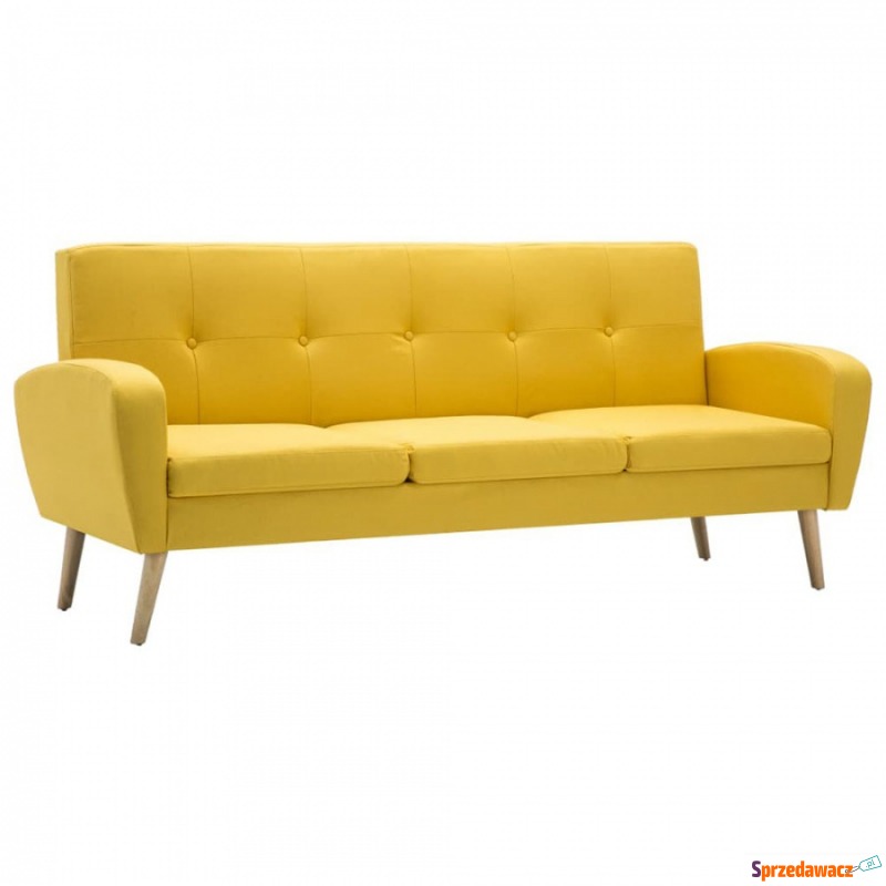 3-osobowa sofa tapicerowana tkaniną żółta - Sofy, fotele, komplety... - Paczkowo