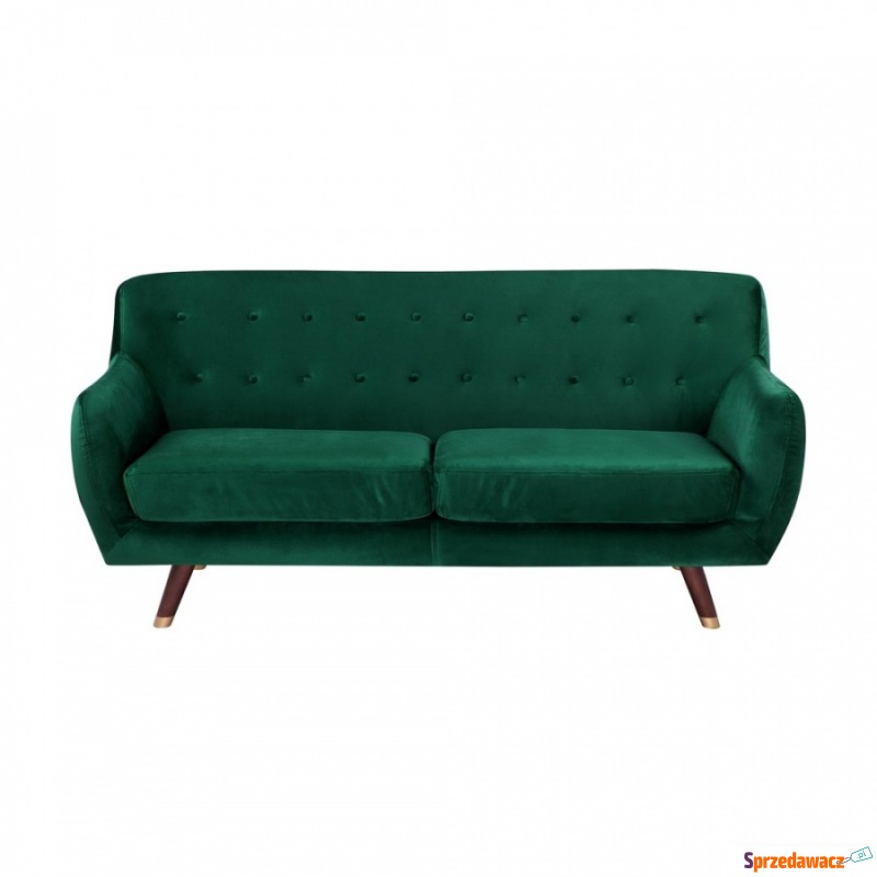 Sofa 3-osobowa welurowa zielona BODO - Sofy, fotele, komplety... - Łomża