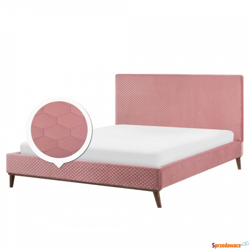Łóżko welurowe 180 x 200 cm różowe BAYONNE - Łóżka - Gościęcin