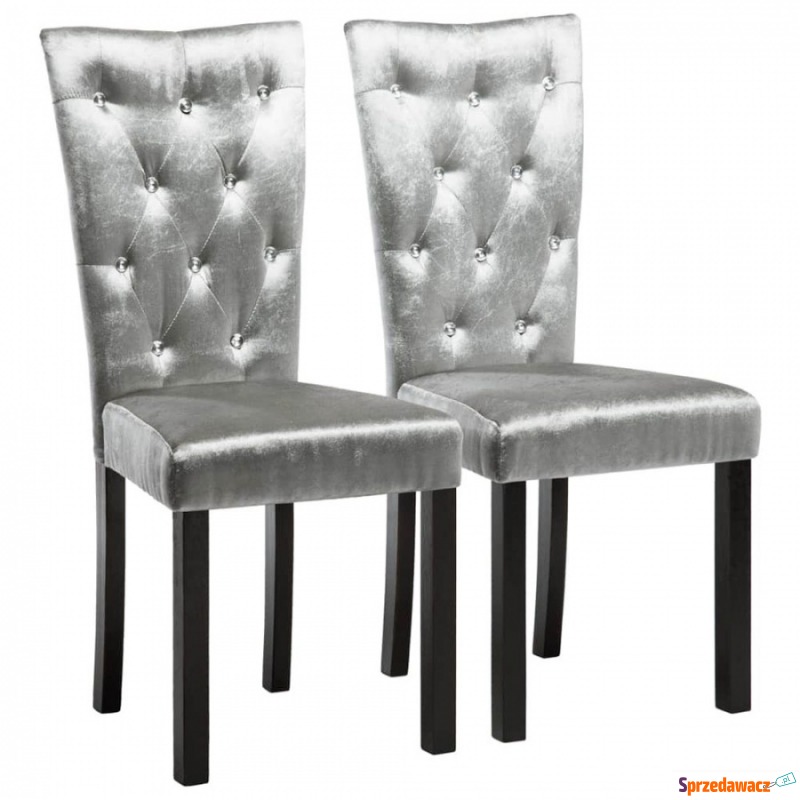 Krzesła do jadalni 2 szt. aksamitne srebrne - Krzesła do salonu i jadalni - Mysłowice