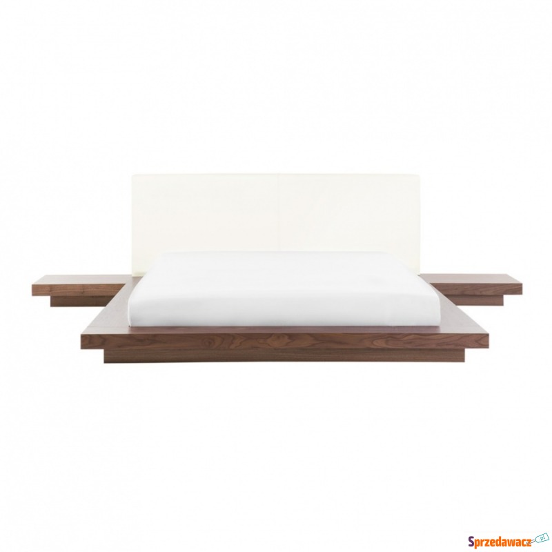 Łóżko z LED 160 x 200 cm brązowe ZEN - Łóżka - Siedlce