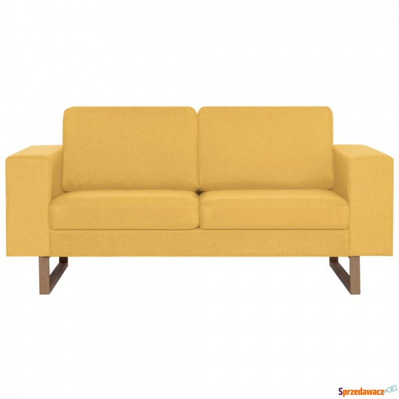 Sofa 2-osobowa, tapicerowana tkaniną, żółta - Sofy, fotele, komplety... - Krosno