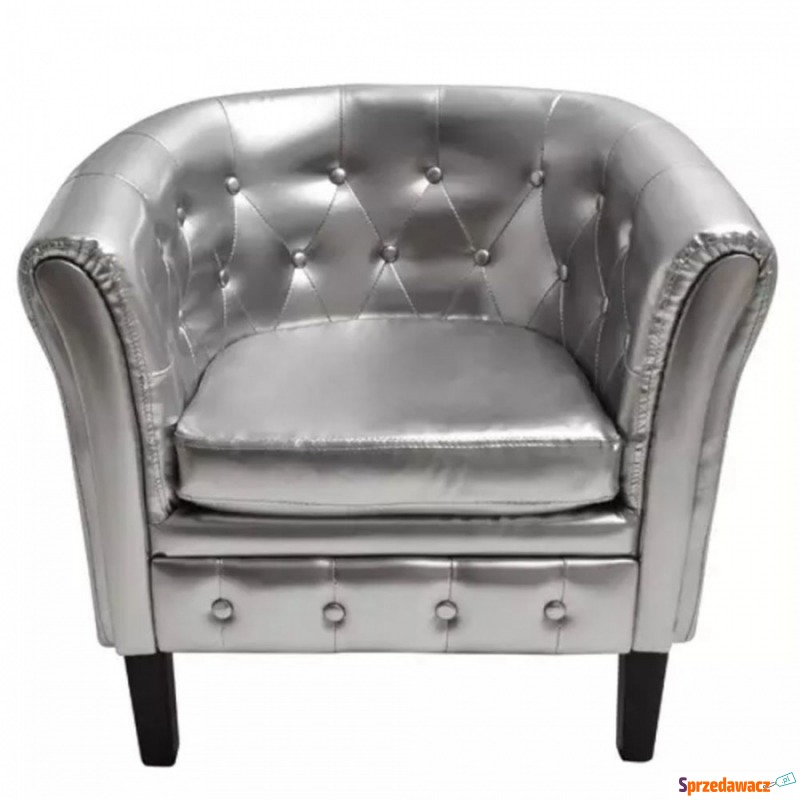 Półokrągły fotel ze skóry syntetycznej srebrny - Krzesła biurowe - Częstochowa