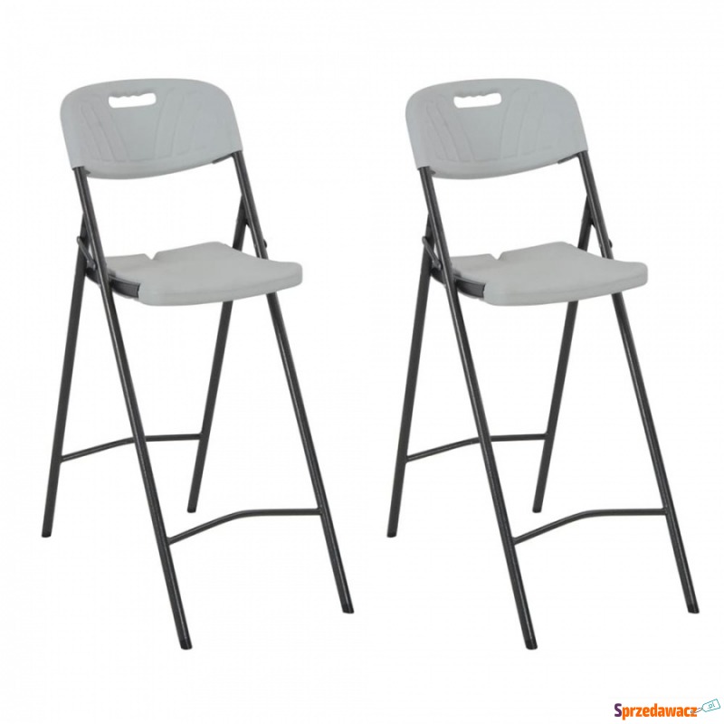 Składane krzesła barowe 2 szt. HDPE i stal białe - Taborety, stołki, hokery - Nowy Dwór Mazowiecki