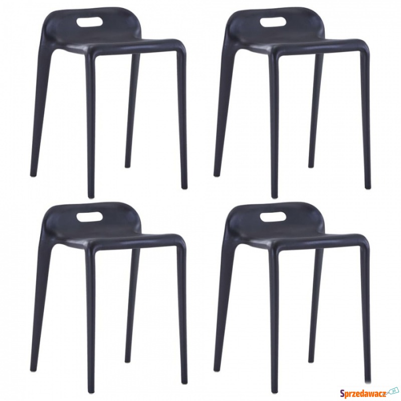 Stołki sztaplowane, 4 szt., czarne, plastikowe - Taborety, stołki, hokery - Legionowo