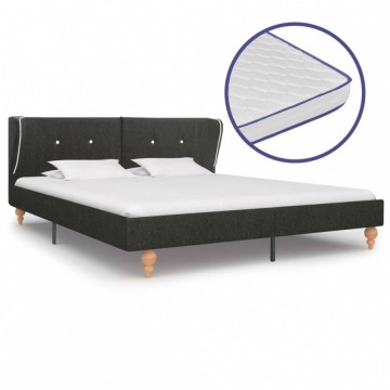 Łóżko z materacem memory, ciemnoszare, juta, 180 x 200 cm