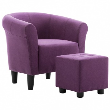 2-częściowy zestaw: fotel z podnóżkiem fioletowy tkanina