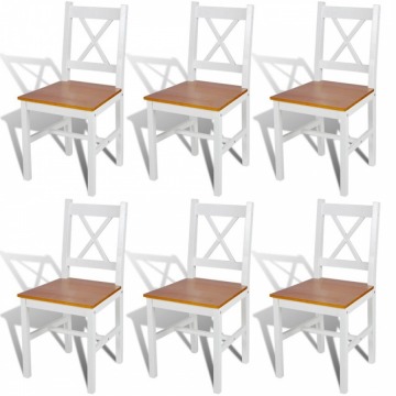 Krzesła do kuchni 6 szt. drewniane kolor biały i naturalny
