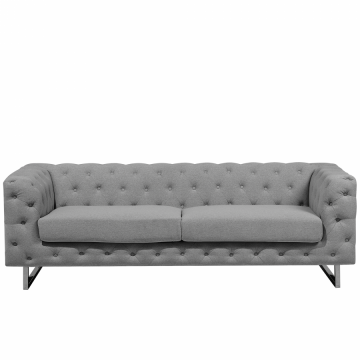 Sofa tapicerowana trzyosobowa jasnoszara Rosai