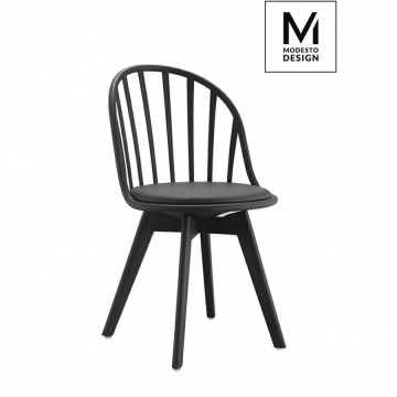 MODESTO krzesło ALBERT czarne - polipropylen, ekoskóra, podstawa czarna
