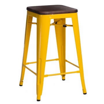 Krzesło barowe Paris Wood D2 65cm żółty-sosna orzech