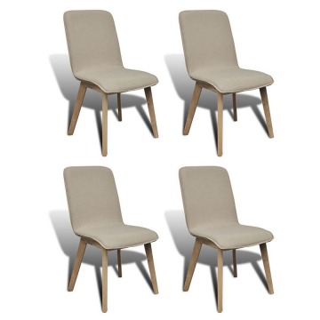 Krzesła jadalniane z dębową ramą 4 szt. materiałowe beżowe