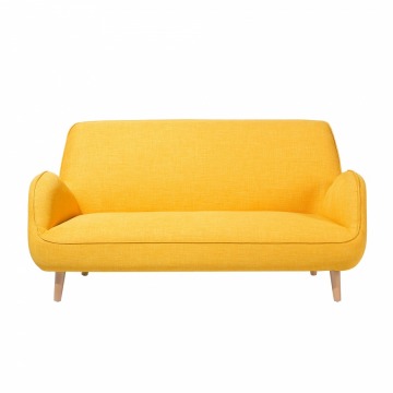 Sofa trzyosobowa tapicerowana żółta KOUKI