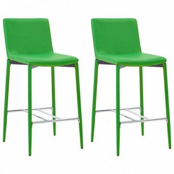 Krzesła barowe 2 szt. zielone sztuczna skóra