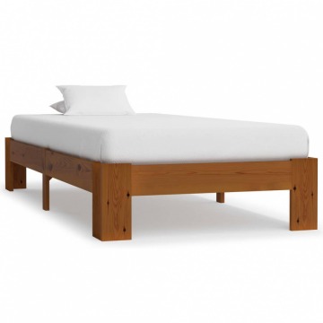 Rama łóżka, jasnobrązowa, lite drewno sosnowe, 100 x 200 cm
