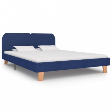 Rama łóżka, niebieska, tkanina, 180 x 200 cm