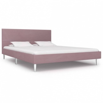 Rama łóżka, różowa, tapicerowana tkaniną, 140 x 200 cm