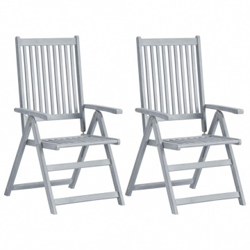 Rozkładane krzesła ogrodowe, 2 szt, szare, lite drewno akacjowe