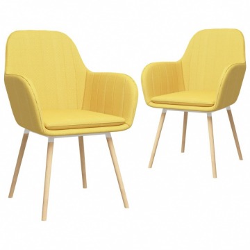 Krzesła do salonu z podłokietnikami 2 szt. żółte obite tkaniną
