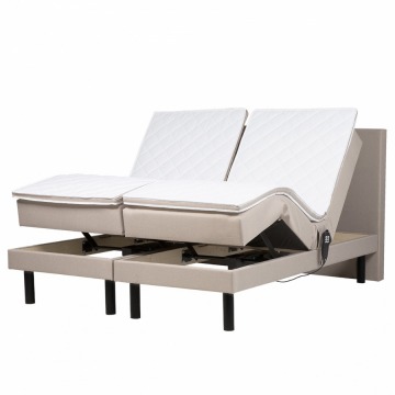 Łóżko beżowe tapicerowane regulowane elektrycznie 160 x 200 cm EARL