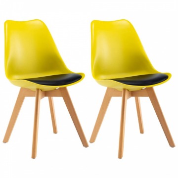 Krzesła do kuchni 2 szt. żółto-czarne