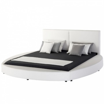 Łóżko wodne skórzane 180 x 200 cm białe LAVAL