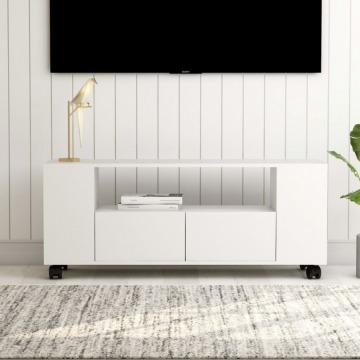 Szafka pod TV, biała, 120x35x43cm, płyta wiórowa