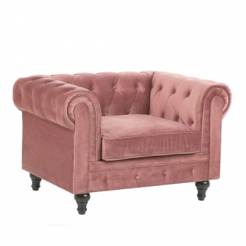 Fotel welurowy różowy CHESTERFIELD