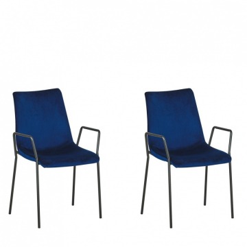 Zestaw 2 krzeseł do jadalni welurowy ciemnoniebieski JEFFERSON