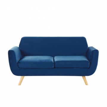 Sofa 2-osobowa welurowa niebieska BERNES