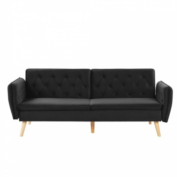 Sofa rozkładana welurowa czarna BARDU