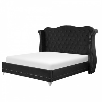Łóżko welurowe 180 x 200 cm czarne AYETTE