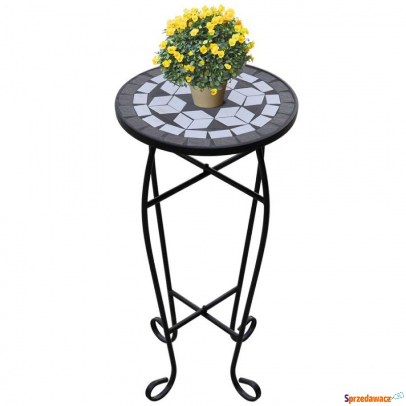 Kwietnik, stolik z mozaikowym biało-czarnym blatem - Stoły, ławy, stoliki - Domaszowice