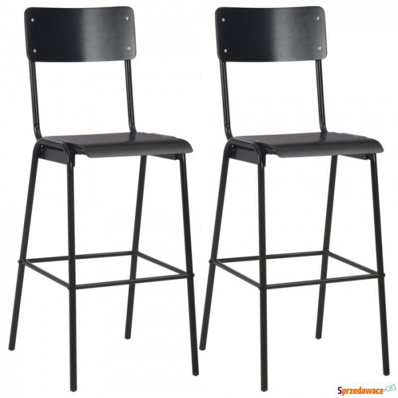 Krzesła barowe 2 szt. czarne sklejka i stal - Taborety, stołki, hokery - Jawor