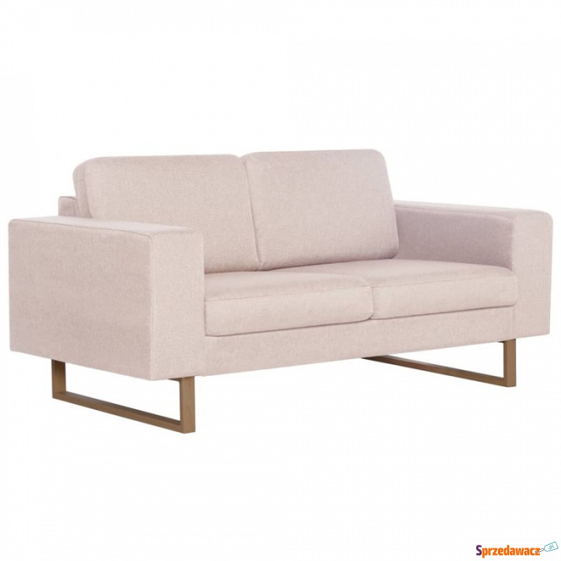 Sofa 2-osobowa tapicerowana tkaniną kremowa - Sofy, fotele, komplety... - Będzin