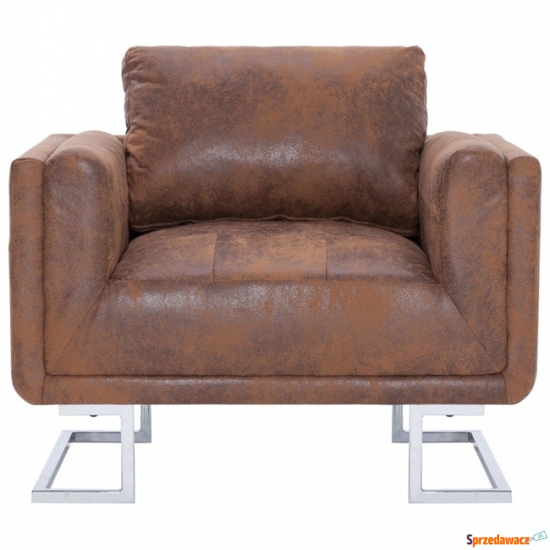 Fotel kubik brązowy sztuczna skóra zamszowa - Krzesła biurowe - Nowa Ruda