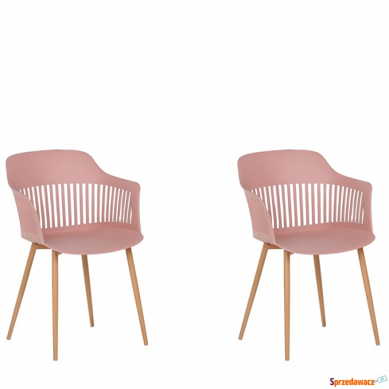 Zestaw 2 krzeseł do jadalni różowy BERECA - Krzesła do salonu i jadalni - Tczew