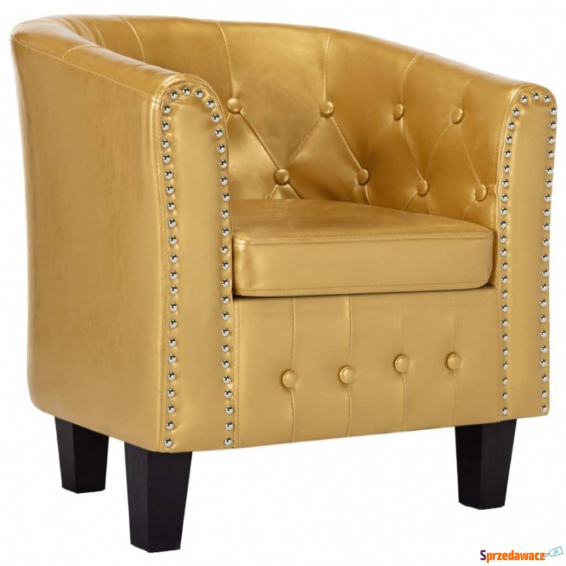 Fotel klubowy lśniący złoty sztuczna skóra - Krzesła biurowe - Suwałki