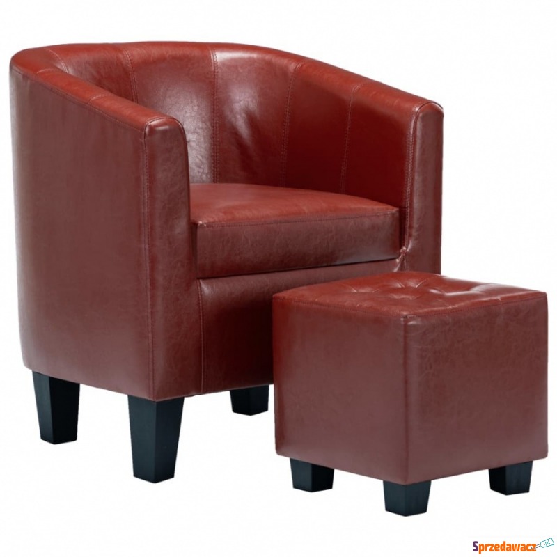 Fotel z podnóżkiem czerwone wino sztuczna skóra - Krzesła biurowe - Katowice