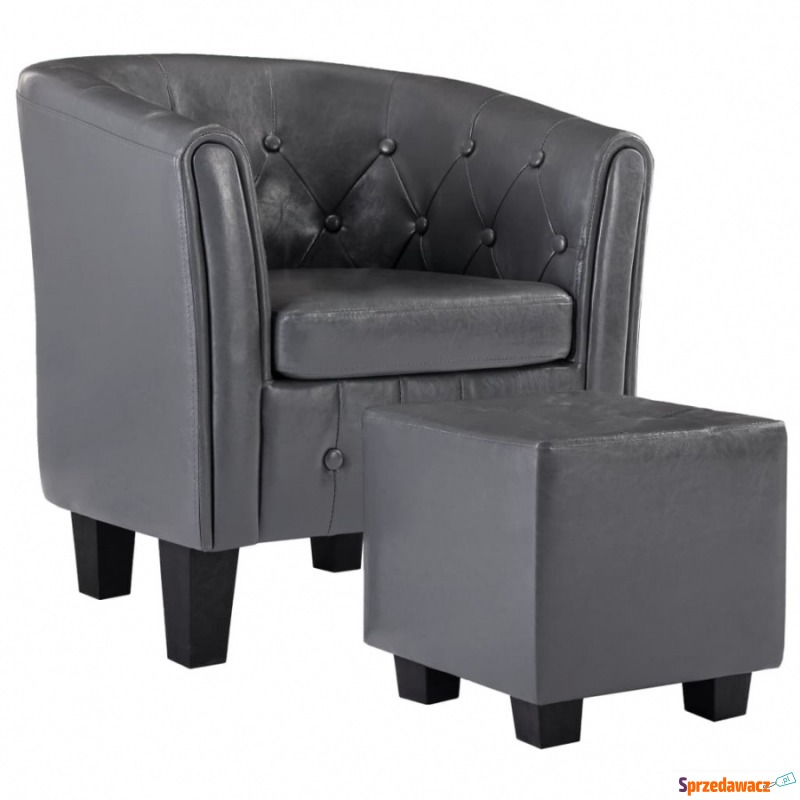 Fotel z podnóżkiem szary sztuczna skóra - Krzesła biurowe - Kraśnik