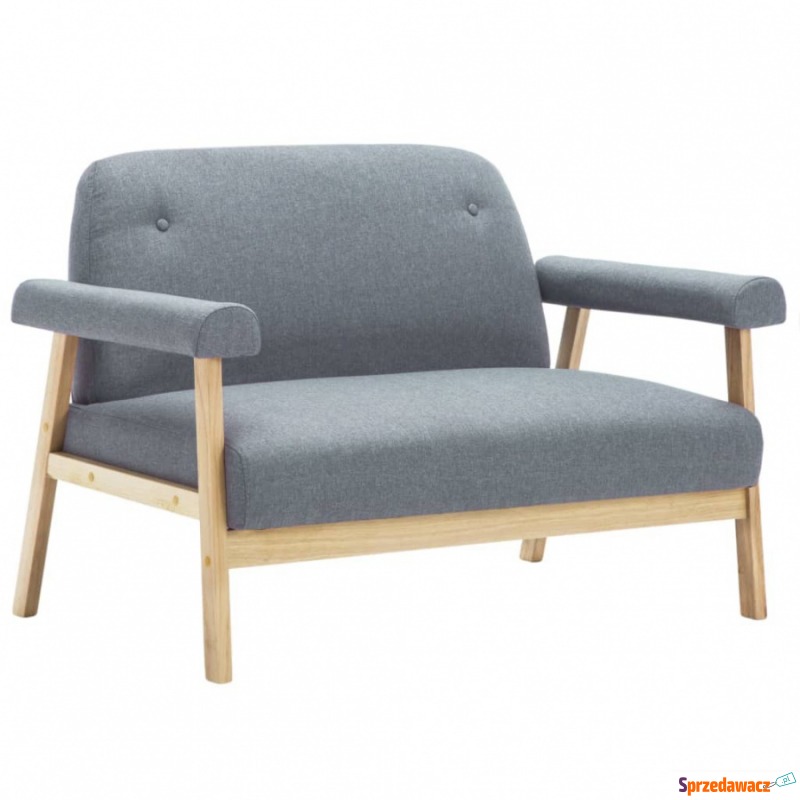Sofa 2-osobowa tapicerowana tkaniną jasnoszara - Sofy, fotele, komplety... - Piotrków Trybunalski