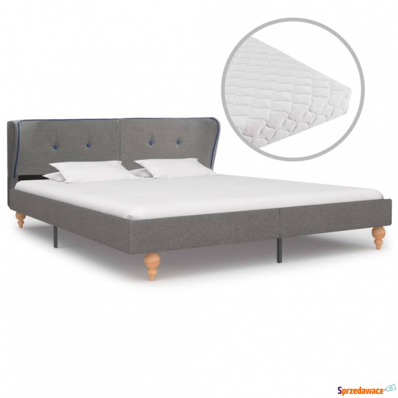 Łóżko z materacem, jasnoszare, tkanina, 180 x... - Łóżka - Legionowo