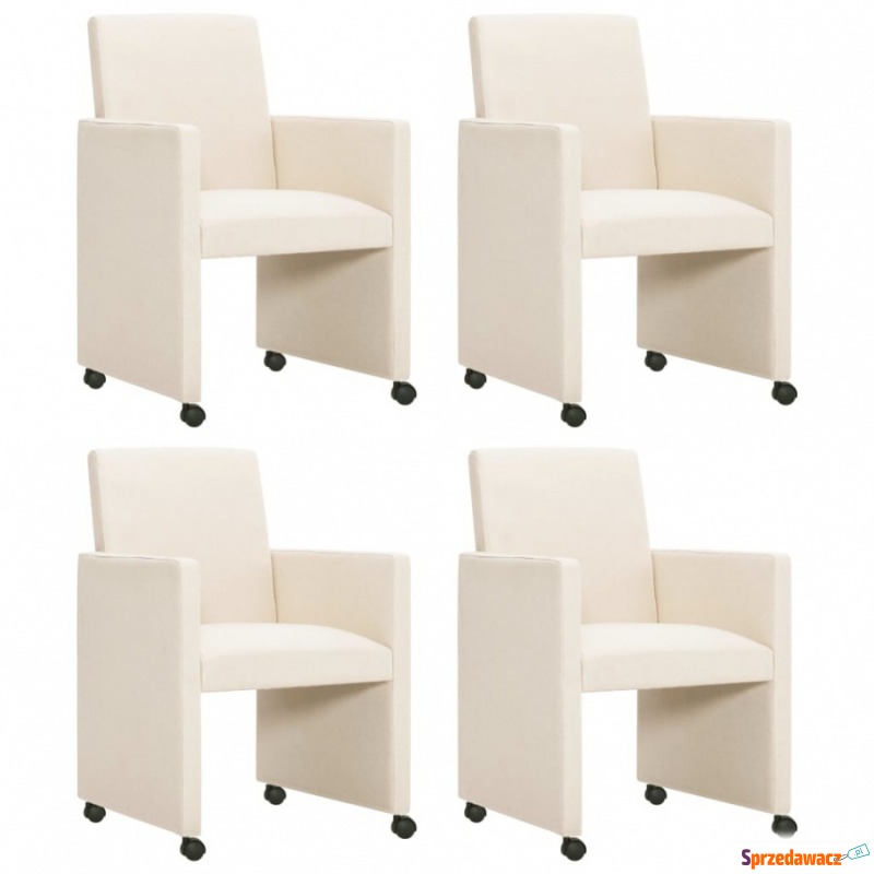 Krzesła do jadalni 4 szt. kremowe tkanina - Krzesła biurowe - Pruszcz Gdański